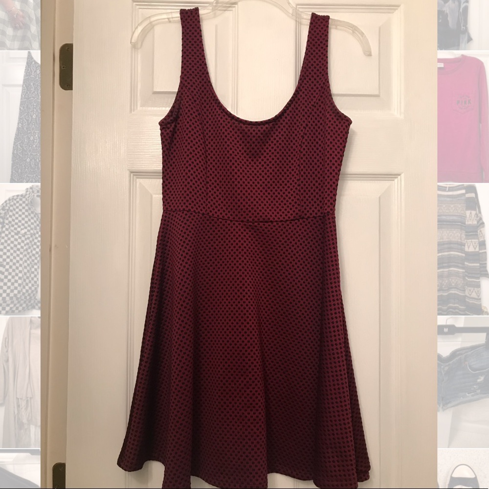 Maroon & Black Polka Dot Dress Forever 21